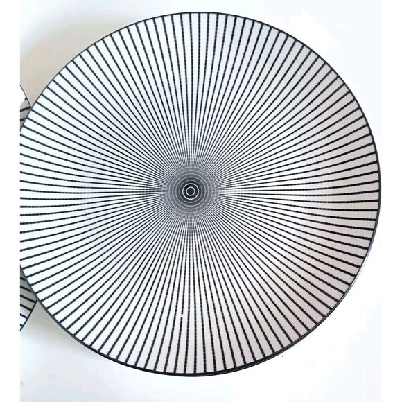 Royal Norfolk Dinner Plates Black White Optical Swirl SET OF 2 Round  10 1/2" - Picture 3 of 6